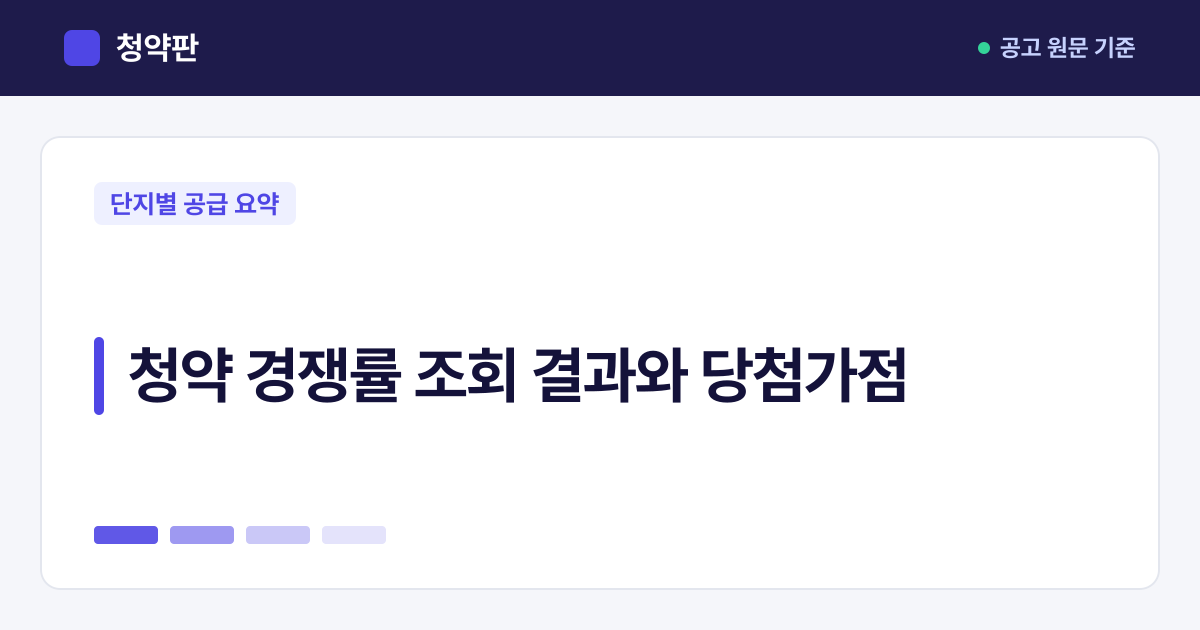 청약판 · 청약 경쟁률 조회 결과와 당첨가점